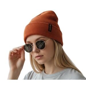 NEW‎ Copper Knit Beanie Hat Cuff Ribbed Winter Warm Casual Unisex